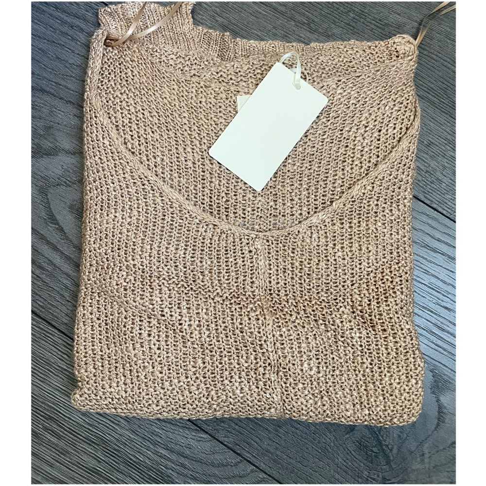 01 Cozy V neck Side Slit Knit Sweater Top - Picture 7 of 7